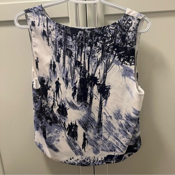 ARITZIA BABATON City Scene Blue and White Women's Crop Top Size Medium - Picture 2 of 6